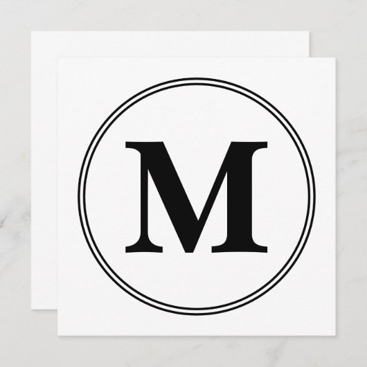 Monogram initialen eenvoudig zwart-wit kaart (Voorkant / Achterkant)