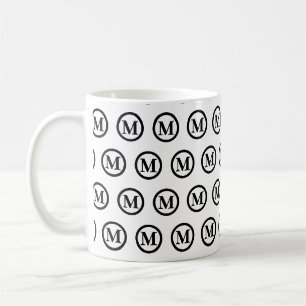 Monogram initialen eenvoudig zwart-wit koffiemok