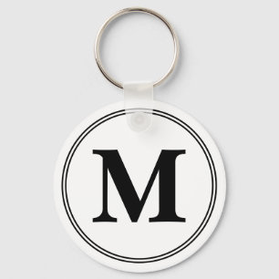 Monogram initialen eenvoudig zwart-wit sleutelhanger