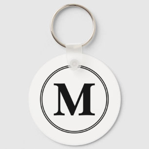 Monogram initialen eenvoudig zwart-wit sleutelhanger