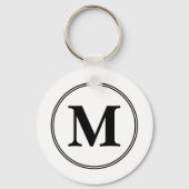 Monogram initialen eenvoudig zwart-wit sleutelhanger (Achterkant)