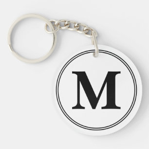 Monogram initialen eenvoudig zwart-wit sleutelhanger
