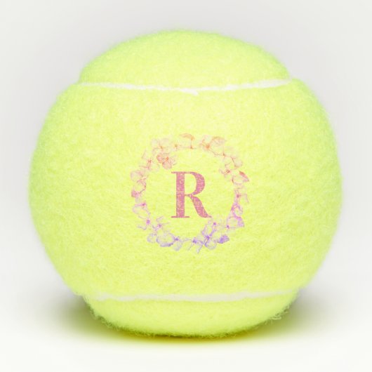 Monogram Initialen Florence Logo Roze Aangepaste C Tennisballen (Voorkant)