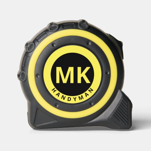 Monogram Initialen Geel Zwart Handyman Business Rolmaat (Voorkant)