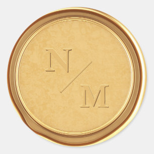 Monogram Initialen Gold Wax Wedding Envelope Ronde Sticker