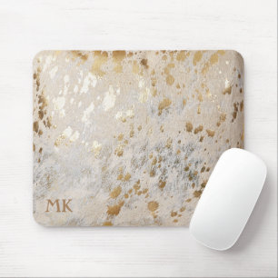 Monogram Initialen Goud Koeienhuid Print Metallic Muismat