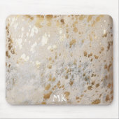 Monogram Initialen Goud Koeienhuid Print Metallic Muismat (Voorkant)