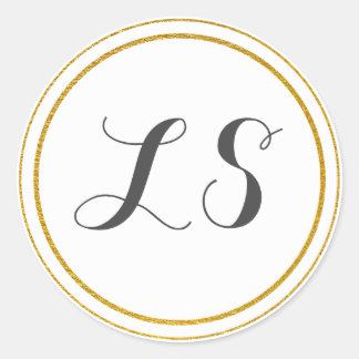 Monogram Initialen | Gouden & Witte Cirkelgrens Ronde Sticker