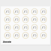 Monogram Initialen | Gouden & Witte Cirkelgrens Ronde Sticker (Vel)