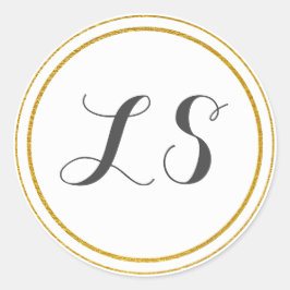 Monogram Initialen | Gouden & Witte Cirkelgrens Ronde Sticker