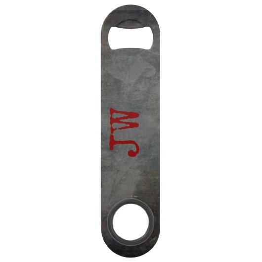 Monogram Initialen Groomsman Bestman Urban Grey Re Speed Flessenopener (Achterkant)