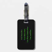 Monogram Initialen Herringbone Pattern Neon Green Bagagelabel (Achterkant verticaal)