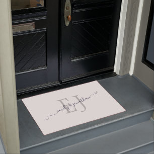 Monogram Initialen Koppels Namen Wit Deurmat