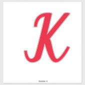 Monogram Initialen Letter Rood Vet Aangepaste Naam Sticker (Vel)