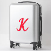 Monogram Initialen Letter Rood Vet Aangepaste Naam Sticker (Koffer)