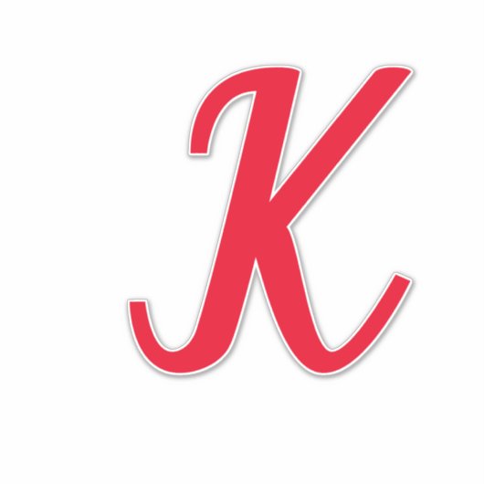 Monogram Initialen Letter Rood Vet Aangepaste Naam Sticker (Voorkant)