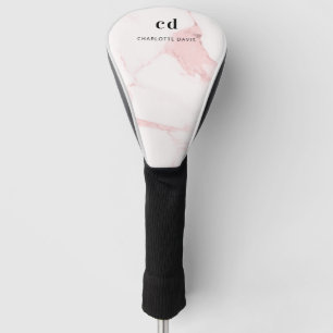 Monogram initialen met roze bruine marmer golfheadcover