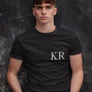 Monogram Initialen   Modern Black Elegant T-Shirt