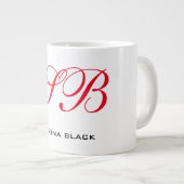 Monogram Initialen Naam Duidelijk Modern Minimalis Extra Grote Beker (Voorkant rechts)