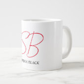 Monogram Initialen Naam Duidelijk Modern Minimalis Extra Grote Beker (Voorkant rechts)