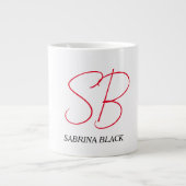 Monogram Initialen Naam Duidelijk Modern Minimalis Extra Grote Beker (Voorkant)