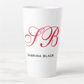 Monogram Initialen Naam Duidelijk Modern Minimalis Latte Mok (Voorkant)