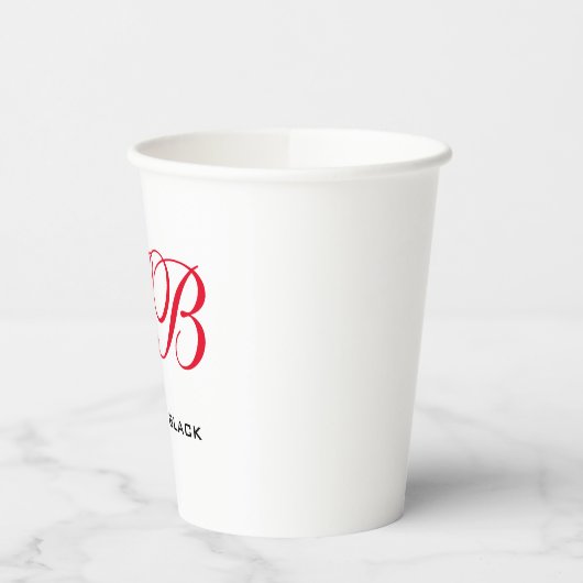 Monogram Initialen Naam Duidelijk Modern Minimalis Papieren Bekers (Links)