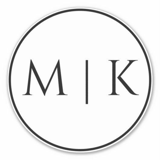 Monogram Initialen Naam Eenvoudige Minimal Wedding Sticker (Voorkant)