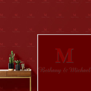 Monogram Initialen & Naam (namen) Maroon op Donker Behang