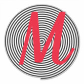 Monogram Initialen Naam Zwart en Rood Koel Unique Sticker (Voorkant)