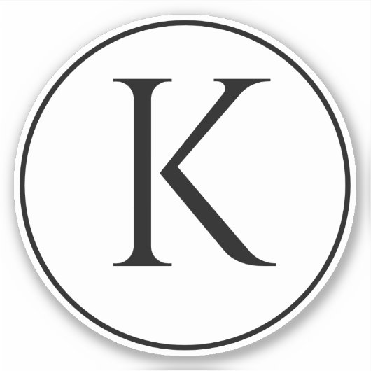 Monogram Initialen Naam Zwart Wit Eenvoudig Minima Sticker (Voorkant)