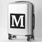 Monogram Initialen Naam Zwart Wit Minimalist Sticker (Koffer)