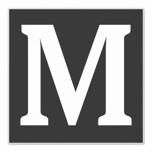 Monogram Initialen Naam Zwart Wit Minimalist Sticker (Voorkant)