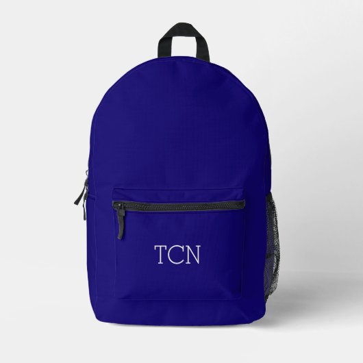 Monogram Initialen Navy Blauw Wit Classic Bedrukte Rugzak (Voorkant)