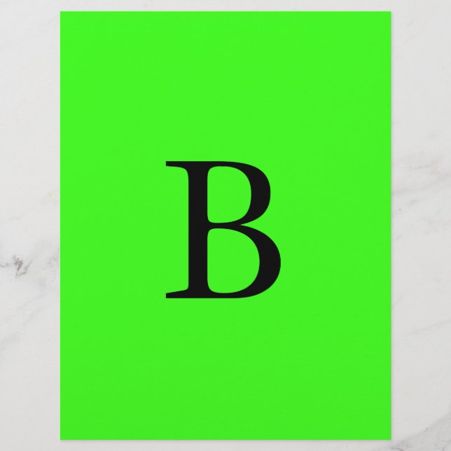 Monogram Initialen Neon Green Bright Colorful Cool Briefhoofd (Voorkant)