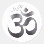 Monogram Initialen OM Symbool 1,5-in Ronde Sticker (Voorkant)