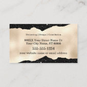 Monogram Initialen op Luxe Zwart en Goud Visitekaartje (Achterkant)