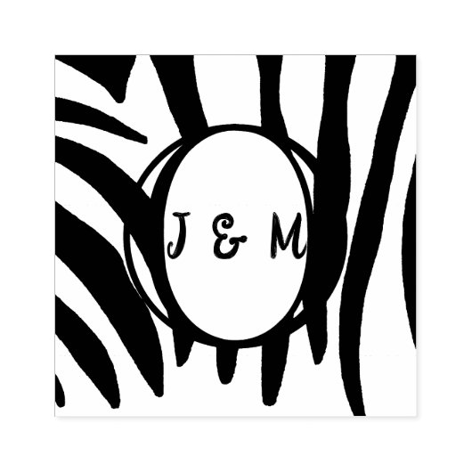 Monogram Initialen op Zebra Print Stempels (Afrduk)