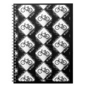 Monogram Initialen op zwart-wit bike Pattern Notitieboek (Voorkant)