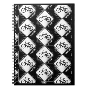 Monogram Initialen op zwart-wit bike Pattern Notitieboek
