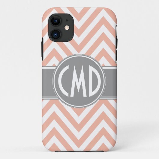 MONOGRAM INITIALEN ORANJE CHEVRON Case-Mate iPhone CASE (Achterkant)