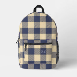 Monogram Initialen Paarse Gingham Buffalo Check Bedrukte Rugzak