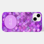 Monogram Initialen Paarse zilveren Zeemeerminnen Case-Mate iPhone Case (Achterkant (horizontaal))