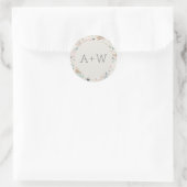 Monogram Initialen Pastel Terrazzo Patroon Bruilof Ronde Sticker (Tas)