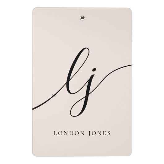 Monogram Initialen Professional Minimal Script Nam Mini Klembord (Achterkant)