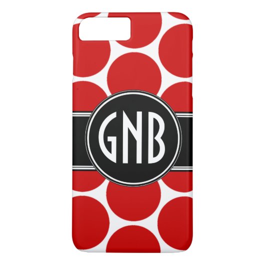 MONOGRAM INITIALEN RED POLKA DOTS Case-Mate iPhone CASE (Achterkant)