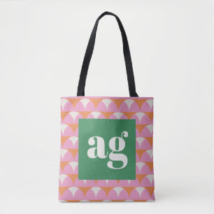 Monogram initialen retro moderne geometrische draagtas