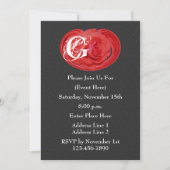 Monogram Initialen Rode roze Floral Design Invite Kaart (Voorkant)