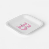 Monogram Initialen Roze Aangepaste naam Baby showe Papieren Bordje (Gebogen)