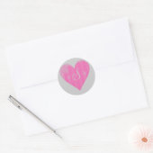 Monogram/Initialen - Roze & Grijs Victoriaans Hart Ronde Sticker (Envelop)